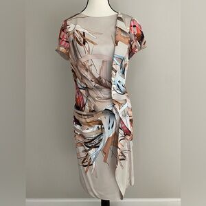 ESCADA Silk Beige Darlina Fantasy Ruffle Dress Women’s Size 36 / 6 US Elegant